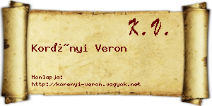 Korényi Veron névjegykártya